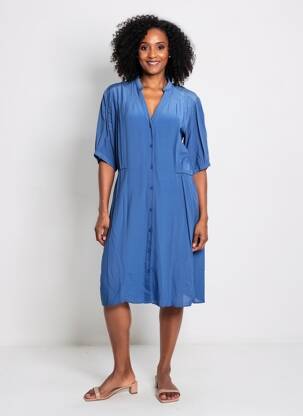 Rochie midi mâneci scurte mâneci scurte albastru RUE MAZARINE femeie