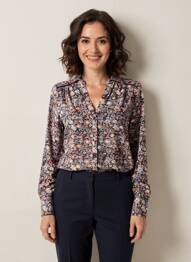 Cămașă imprimeu floral mâneci lungi albastru MISE AU GREEN femeie