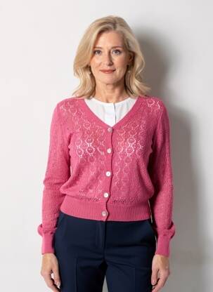 Vestă cu mâneci lungi strânsă pe partea de jos roz JULIE GUERLANDE femeie