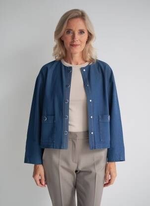 Jachete casual guler rotund albastru JULIE GUERLANDE femeie