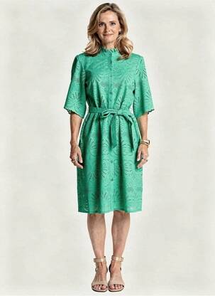 Rochie midi mâneci scurte mâneci scurte verde JULIE GUERLANDE femeie