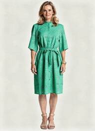Rochie midi mâneci scurte mâneci scurte verde JULIE GUERLANDE femeie