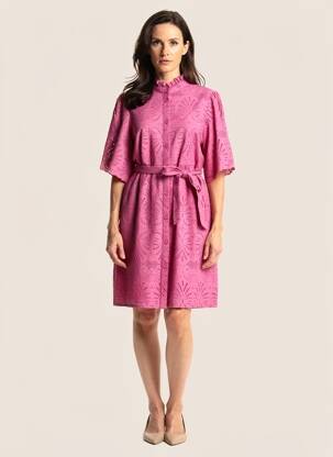 Rochie midi mâneci scurte mâneci scurte roz JULIE GUERLANDE femeie