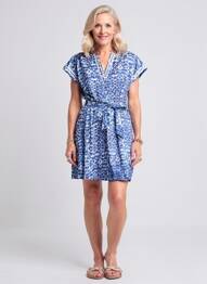 Rochie scurtă mâneci scurte mâneci scurte albastru JULIE GUERLANDE femeie