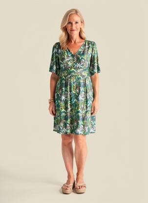 Rochie scurtă mâneci scurte mâneci scurte verde JULIE GUERLANDE femeie