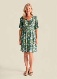 Rochie scurtă mâneci scurte mâneci scurte verde JULIE GUERLANDE femeie