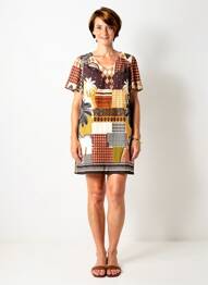 Rochie scurtă mâneci scurte mâneci scurte maro JULIE GUERLANDE femeie