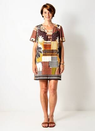 Rochie scurtă mâneci scurte mâneci scurte maro JULIE GUERLANDE femeie