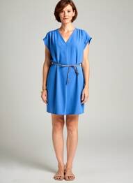 Rochie scurtă mâneci scurte mâneci scurte albastru JULIE GUERLANDE femeie