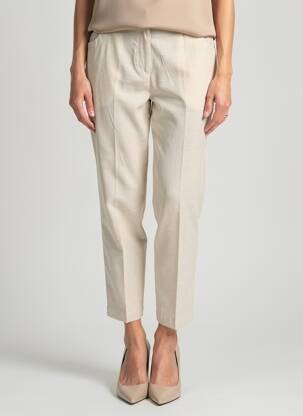 Pantalon 7/8 talie elastică mărime normală bej JULIE GUERLANDE femeie