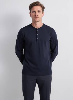 Tricou guler tunisian mâneci lungi negru RAGWEAR bărbat