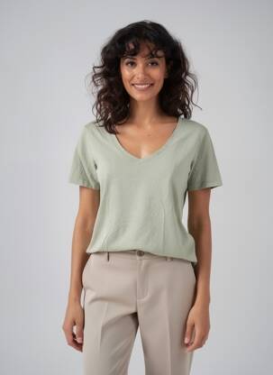 Tricou guler în v mâneci scurte verde deschis JDY femeie