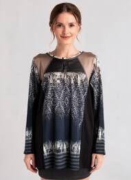 Tunică mâneci lungi guler rotund negru DIANE LAURY femeie