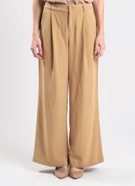 Pantalon larg țesătură poplin mărime normală bej CREAM femeie