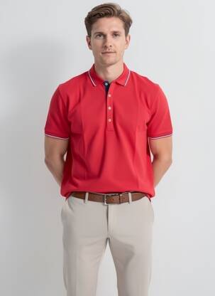 Tricou croială cambrată mâneci scurte roșu EUROPANN bărbat