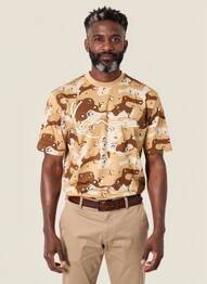 Tricou broderie mâneci scurte bej KARL KANI bărbat