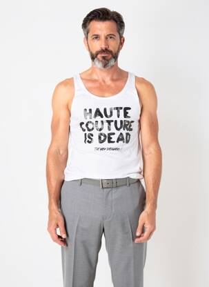 Tricou croială cambrată bretele subțiri alb THE NEW DESIGNERS ! bărbat