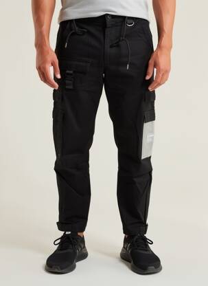 Pantalon cargo țesătură poplin mărime normală negru PROJECT X PARIS bărbat