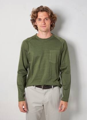 Tricou guler tunisian mâneci lungi verde IRON AND RESIN bărbat