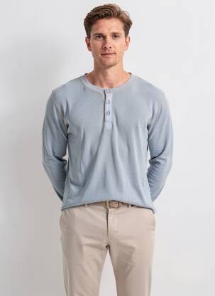 Tricou guler tunisian mâneci lungi albastru IRON AND RESIN bărbat