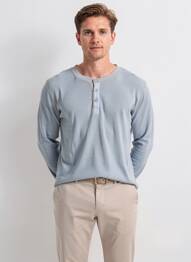 Tricou guler tunisian mâneci lungi albastru IRON AND RESIN bărbat