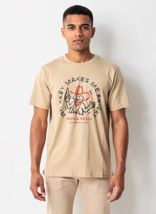 Tricou croială cambrată mâneci scurte bej IRON AND RESIN bărbat