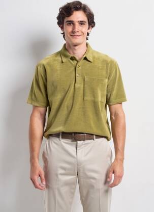 Polo țesătură jersey mâneci scurte verde IRON AND RESIN bărbat