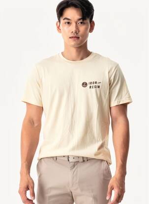 Tricou bio mâneci scurte bej IRON AND RESIN bărbat