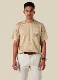 Tricou croială cambrată mâneci scurte maro IRON AND RESIN bărbat