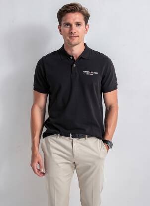 Polo elasticitate mâneci scurte negru TOMMY HILFIGER bărbat