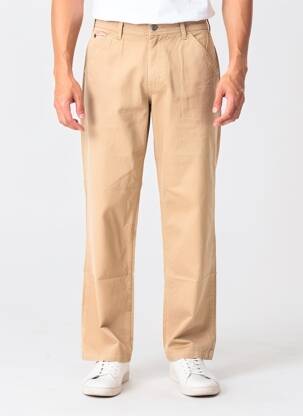 Pantalon drept țesătură poplin mărime normală bej IRON AND RESIN bărbat