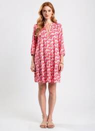 Rochie scurtă croială fluidă mâneci 3/4 roșu BETTY BARCLAY femeie