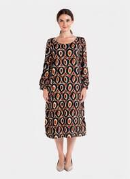 Rochie midi croială fluidă mâneci 3/4 negru SIGNE NATURE femeie