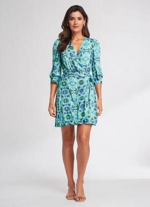 Rochie scurtă mâneci 3/4 mâneci 3/4 verde LA FEE MARABOUTEE femeie