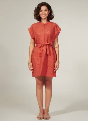 Rochie scurtă mâneci scurte mâneci scurte portocaliu LA FEE MARABOUTEE femeie