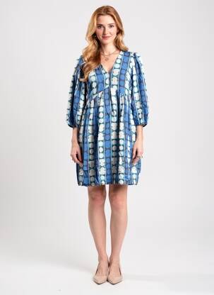 Rochie scurtă mâneci 3/4 mâneci 3/4 albastru LA FEE MARABOUTEE femeie