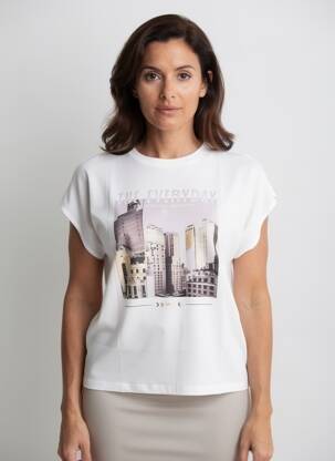 Tricou imprimeu fantezie mâneci scurte alb GARCIA femeie