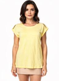 Tricou elasticitate mâneci scurte galben GARCIA femeie