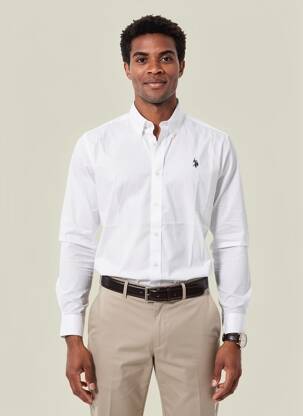 Cămașă cu mâneci lungi croială cambrată alb U.S. POLO ASSN bărbat