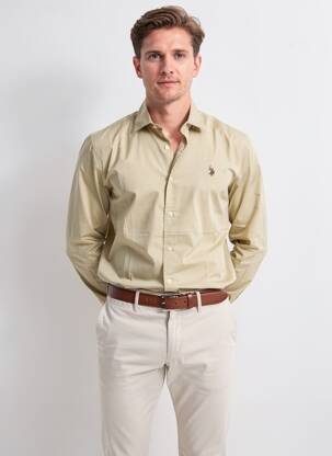 Cămașă cu mâneci lungi croială cambrată verde U.S. POLO ASSN bărbat