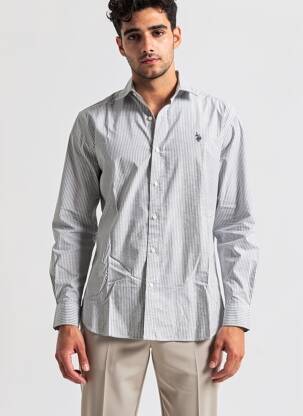 Cămașă cu mâneci lungi croială cambrată gri U.S. POLO ASSN bărbat