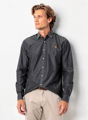 Cămașă cu mâneci lungi croială cambrată negru U.S. POLO ASSN bărbat