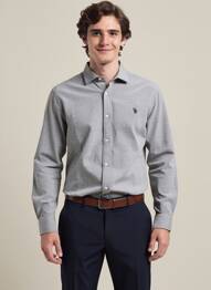 Cămașă cu mâneci lungi croială cambrată gri U.S. POLO ASSN bărbat