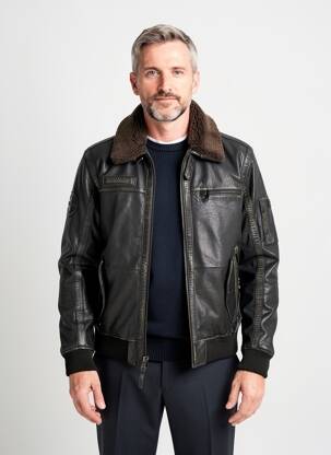 Geacă din piele buzunare negru CAMEL ACTIVE bărbat