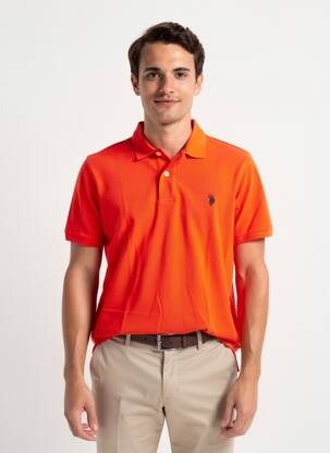 Polo elasticitate mâneci scurte portocalie U.S. POLO ASSN bărbat