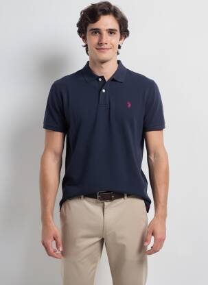 Polo elasticitate mâneci scurte albastru U.S. POLO ASSN bărbat