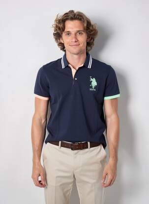 Polo elasticitate mâneci scurte albastru U.S. POLO ASSN bărbat