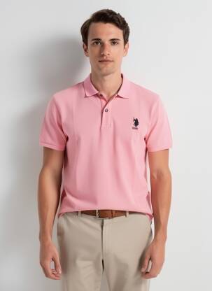 Polo croială cambrată mâneci scurte roz U.S. POLO ASSN bărbat