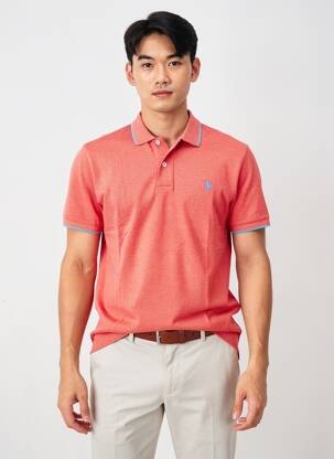 Polo țesătură melanj mâneci scurte roșu U.S. POLO ASSN bărbat