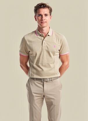 Polo țesătură melanj mâneci scurte maro U.S. POLO ASSN bărbat
